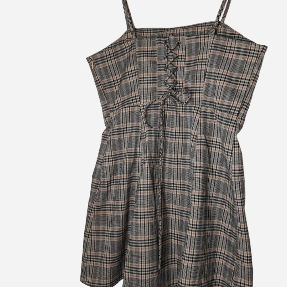 Pre-owned Urban Outfitters Blue Plaid Mini Dress - Picture 3 of 7